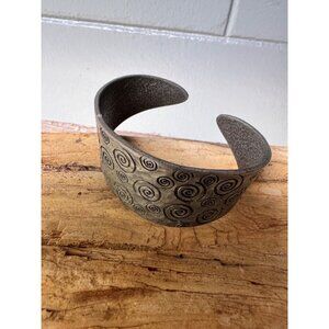 St Justin Pewter Celtic Spiral Patterned Open Cuff Bracelet